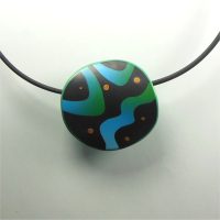 S419 green, blue, black and gold large pendant